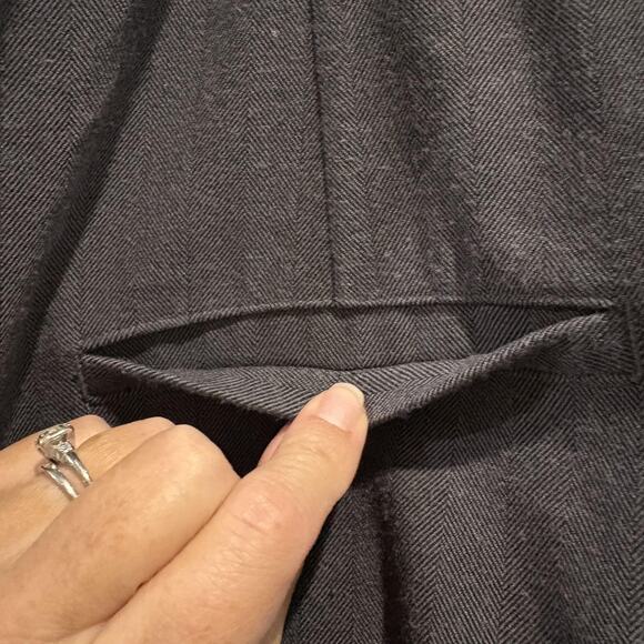 Abercrombie & Fitch Pants Womens Large Long Gray Herringbone Wide Leg Pleated - Picture 8 of 13